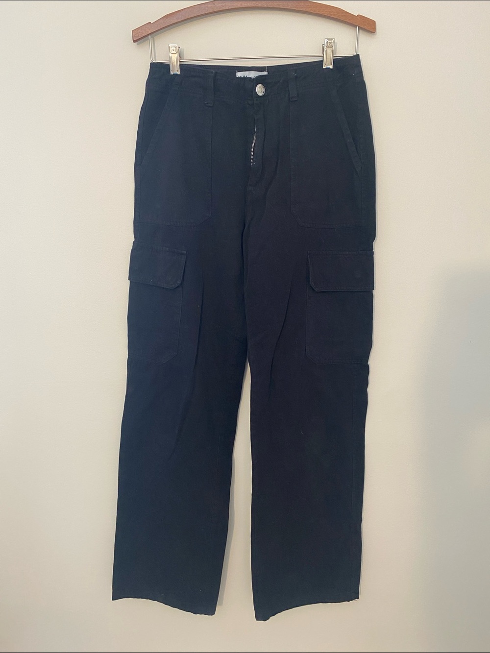 Zara Black Cargo Pants - Straight Utility Fit 100% Cotton